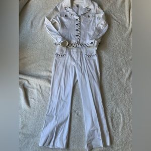 Cache Contour White Pantsuit